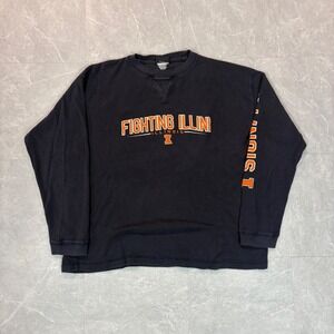 TSI Sportswear Fighting Illini Illinois Navy Waffle Knit Thermal Shirt Mens XL